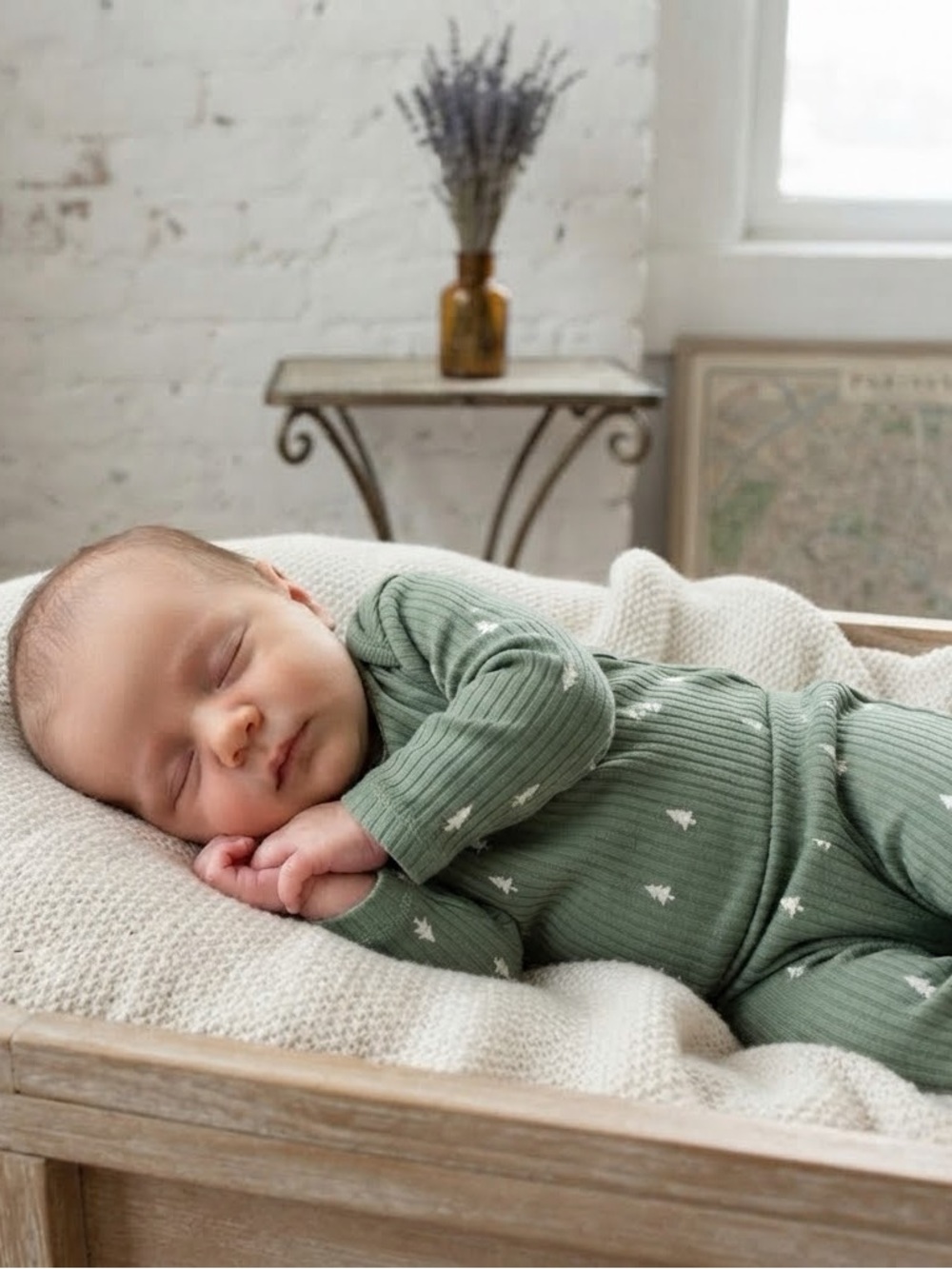 Cloud Island Green Pine Trees Thermal Long Sleeve Bodysuit + Pants Set